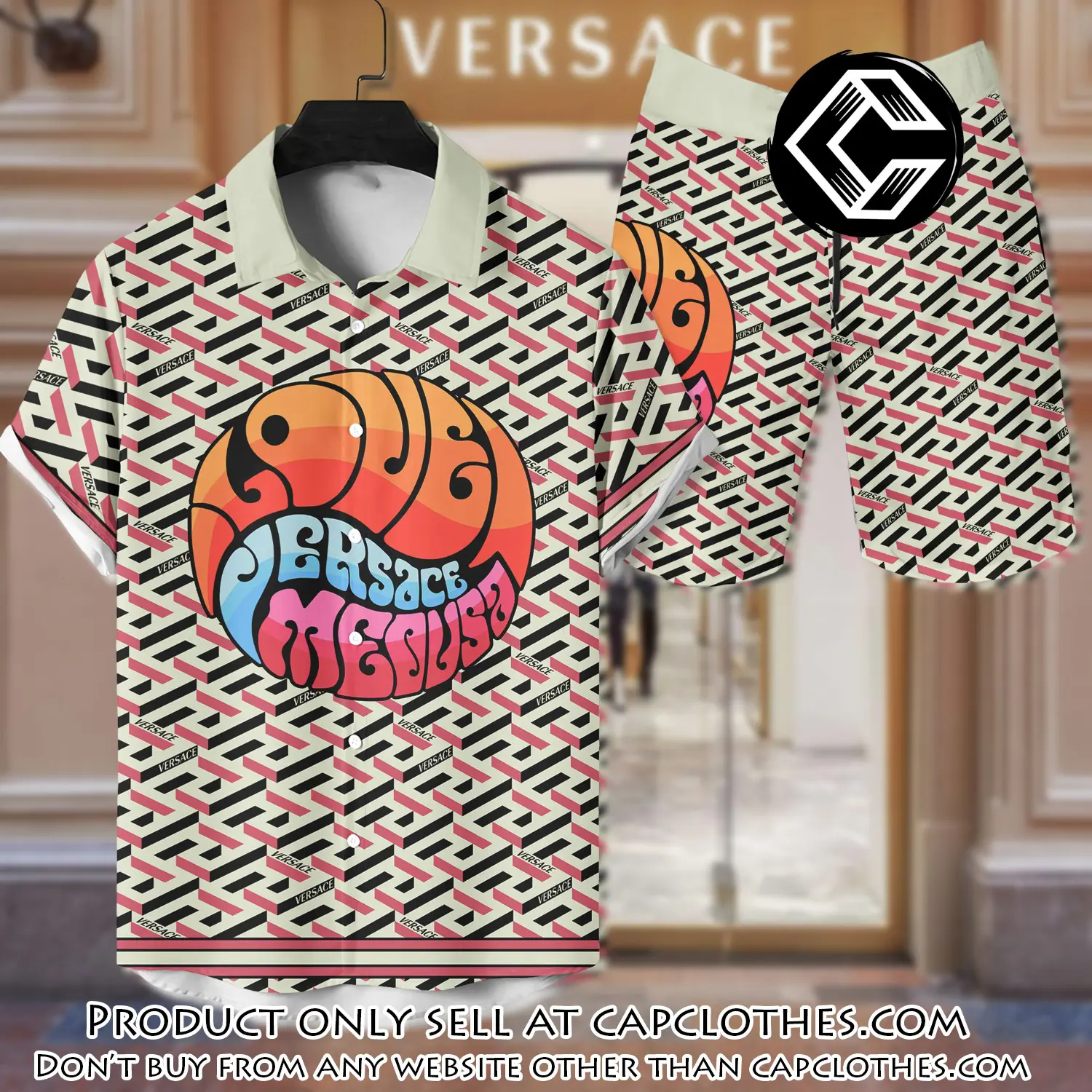 Versace luxury hawaiian shirt & short set lhs1208 cc4558632